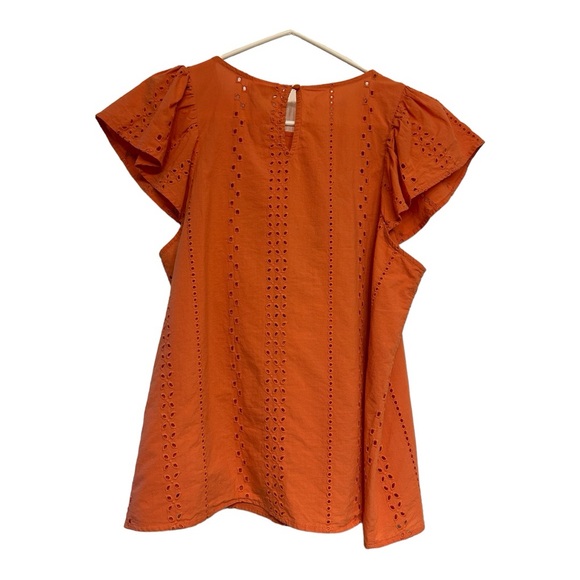 A.N.A ruffle sleeve/ sleeveless eyelet coral boho top- Size L - Picture 5 of 10